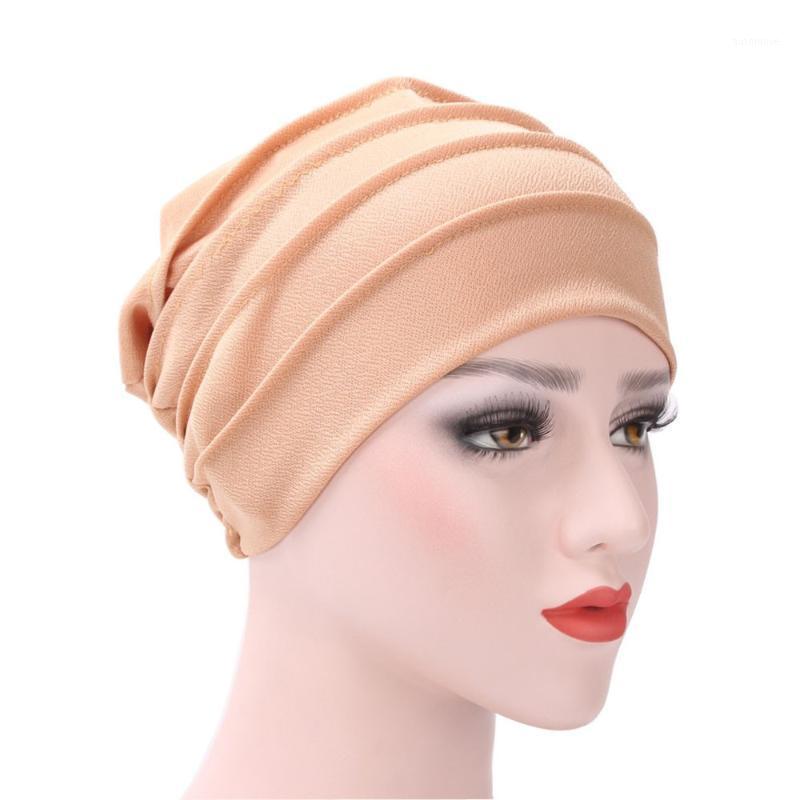 

Muslim Women Satin Cross Ruffle Chemo Sleep Turban Headwear Scarf Beanie Cap Hat For Cancer Patient Hair Loss Accessories #YJ1, Wine
