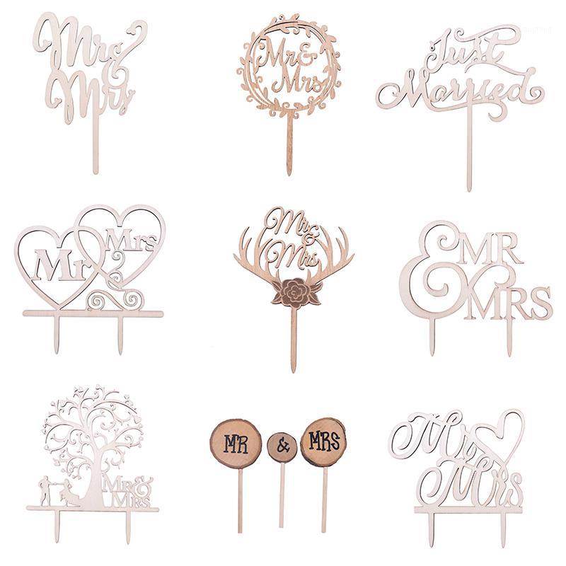 

1Pcs Wooden Love Just Married Mr&Mrs Cake Topper DIY Rustic Wedding Cake Topper Engagement Gifts Letter Decoration Supplies1