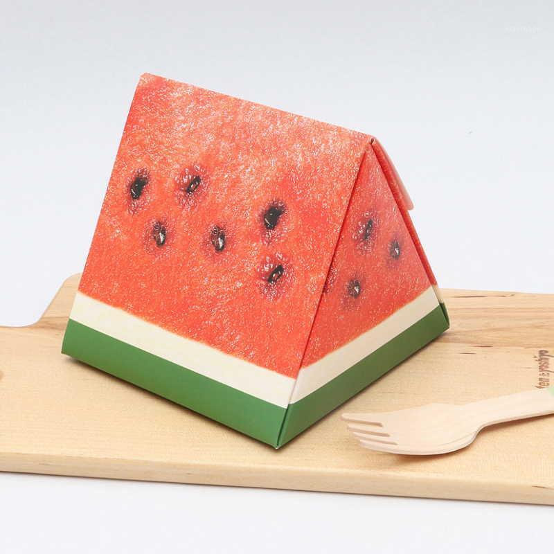 

Gift Wrap Creative Watermelon Shape Sweet Cake Boxes Wedding Candy Gifts Paper Bag Favors Party Supplies 20pcs/lot1