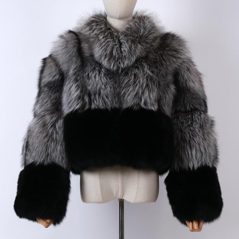 

collar mandarin women real ladies natural silver fur jacket, As picture