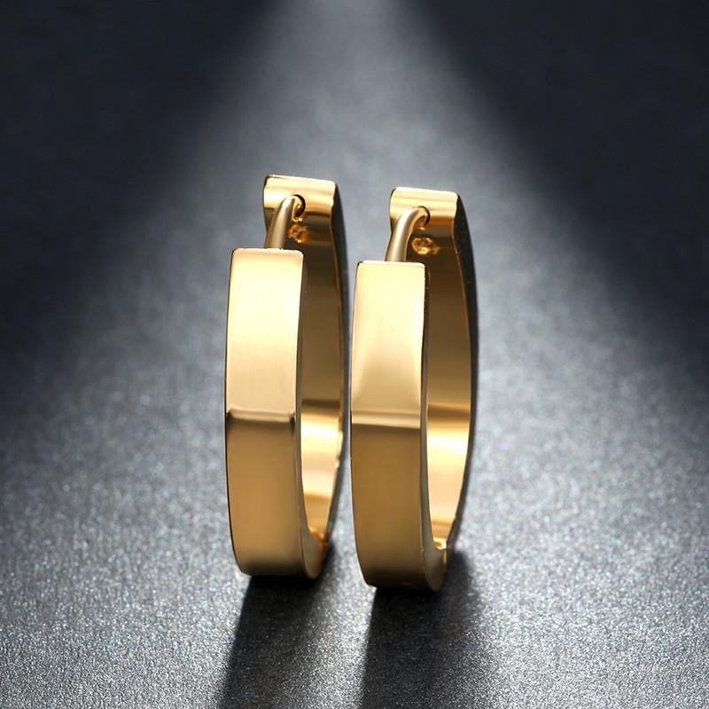 

ZORCVENS Stainless Steel Women Earrings 4mm Width Round Circle Brincos High Polished Hoop Earrings Fashion Jewelry