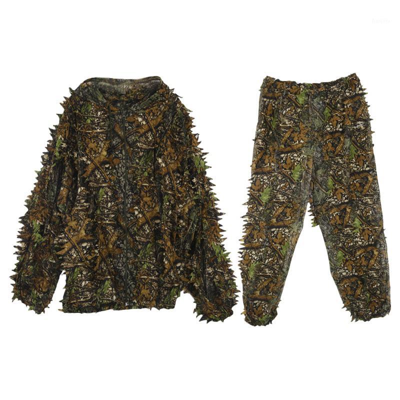 

Hunting Ghillie Suit 3D Camo Bionic Leaf Camouflage Jungle Woodland Manteau CS Hunting Stalking Outfit Clothing Durable Costume1, As photo