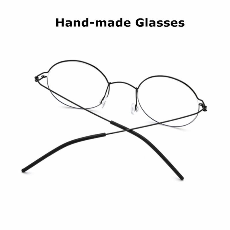

2020 Hand-Made Titanium Eyewear Prescription Eyeglasses Frame Women Round Myopia Optical Denmark Korean Glasses Frame Men
