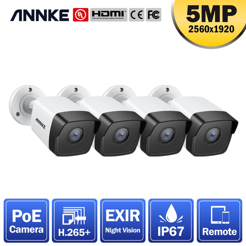 

4PC Ultra FHD 5MP POE IP Camera Outdoor Indoor Waterproof Security Network Bullet Night Vision Email Alert Camera