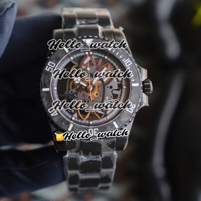 

R Refit Edition Andrea Pirlo Project Carbon Fiber Bezel Skeleton Dial Miyota Automatic 116610 Mens Watch Pvd Black Steel Band Sport Watches, Custom waterproof service