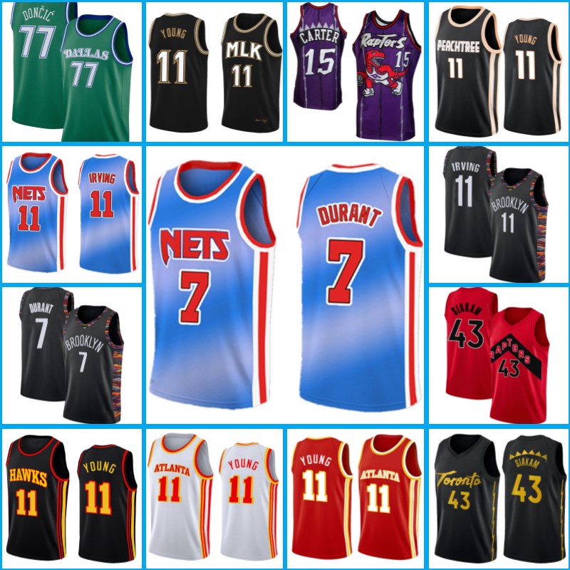 

Vince 15 Carter Baskeball Toronto Raptors Jersey Pascal 43 Siakam Brooklyn Nets Kevin James Durant Harden Trae 11 Young as, Black;red