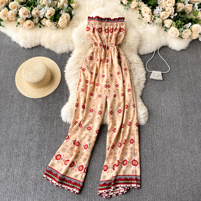 

2021 New Women's floral plum thin extension bow bands spring overalls impression long 1VAO, Black