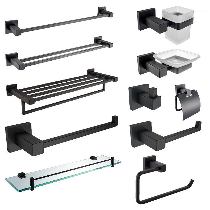 

Bathroom Accessories Towel Rack SUS304 Stainless Steel Bath Glass Shelf Wall Mounted Towel Ring Toilet Brush Hoder Hook1