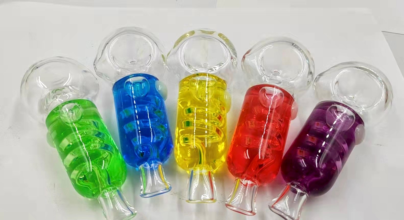 

Glycerin Coil Freezable Pipe Glass Smoking Freeze Hand Pipes Spoon Water Bongs Bowl Bubbler Dry Herb
