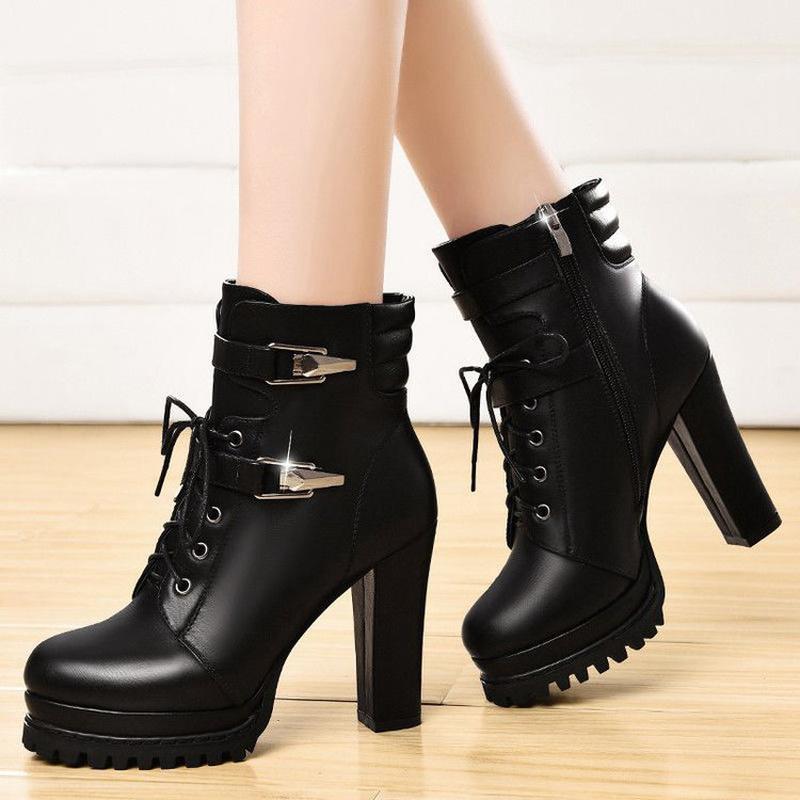 

MPD High Quality Knee High Boots Women Soft Leather Knee Winter Boots Comfortable Warm Fur Women Long Shoes, Black