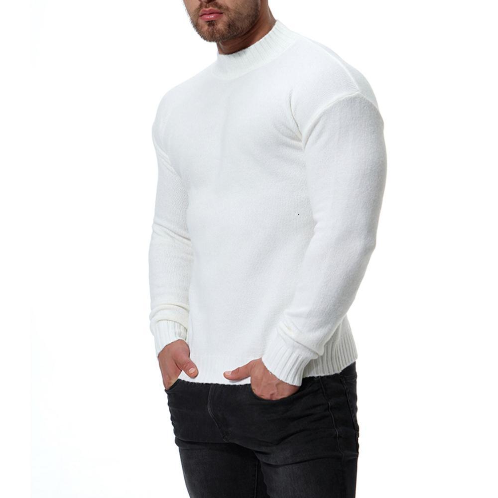 

2021 New Autumn Winter Cotton Sweater Men Pullover Casual Jumper for Male Bhsv, White