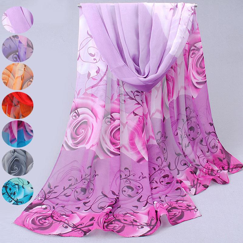 

Fashion Silk Scarf Classical Rose Printing Chiffon Silk Soft Scarfs Shawl Scarves Women's Scarves FS99