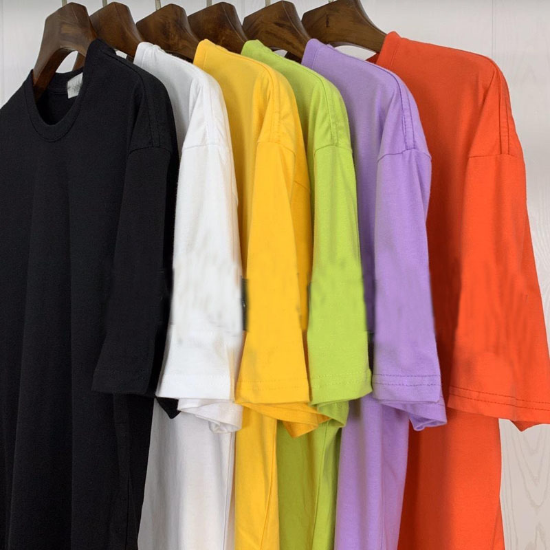 

2021 New Mens T Shirts High Quality tshirts Mans Women Designer Couples Casual Short Sleeve Mens Round Neck Tees 6 Colors, Yellow