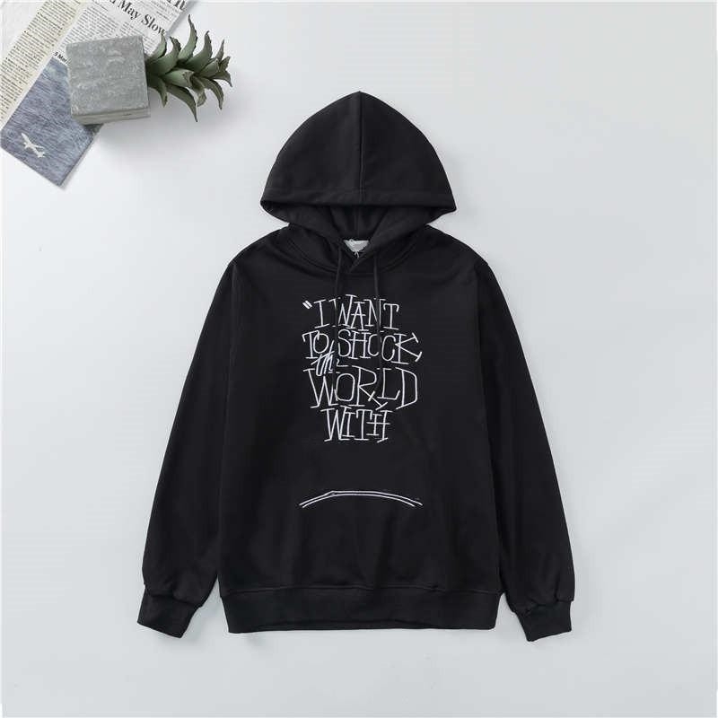

Embroidered Hooded Sweater Long-sleeved Fleeces Hoodies Couple Both Men Women Sweater, Black