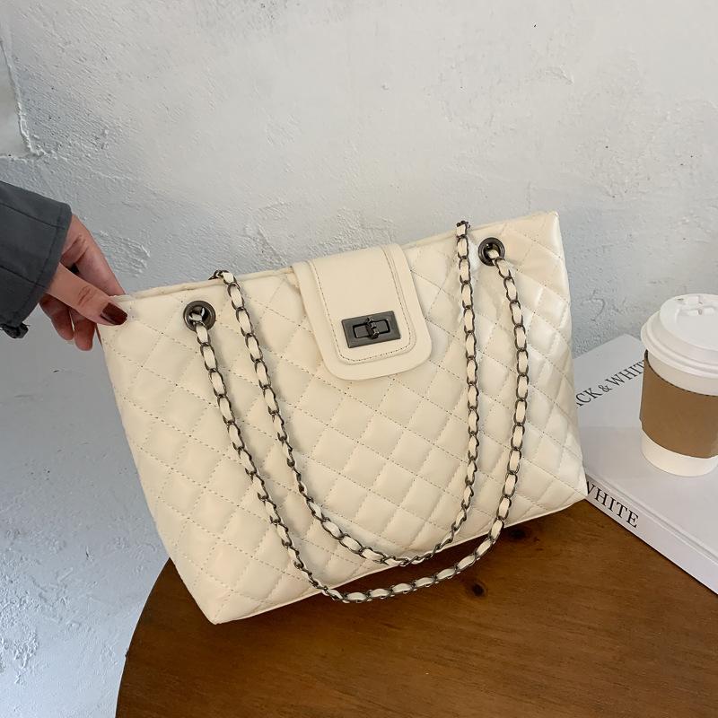 

2021 New Luxury Handbags Women Bags Leather Chain Large Capacity Shoulder Bags Tote Hand Bag Fashion Crossbody For Women, Khaki