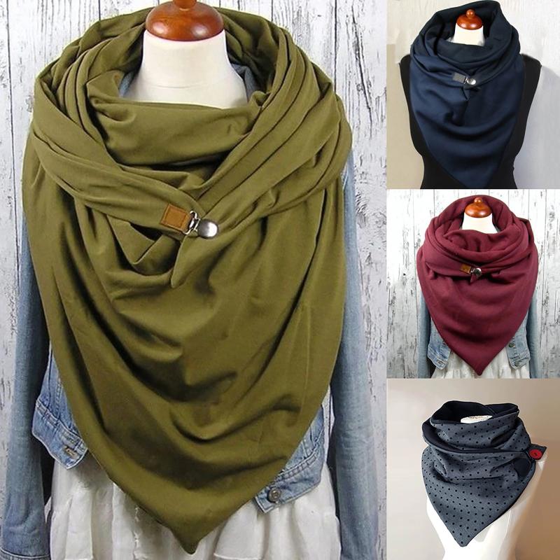 

Scarves Fashion Women Warm Printing Button Soft Wrap Casual Shawls 2021 Malaysia Cotton Thermal Scarf Multi-purpose Shawl