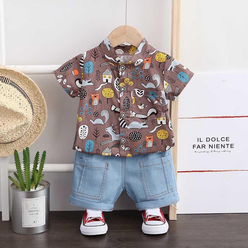 

Summer Clothes for Baby Toddler Boys Short Set Cute Printed Shirt + Shorts Child Costume Kids Infant Clothes1, Blue