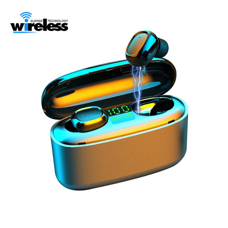 

2021 newest 3500mAh LED Bluetooth Wireless Earphones Headphones Earbuds G5S TWS Touch Control Sport Headset Noise Cancel Earphone Headphone, Black