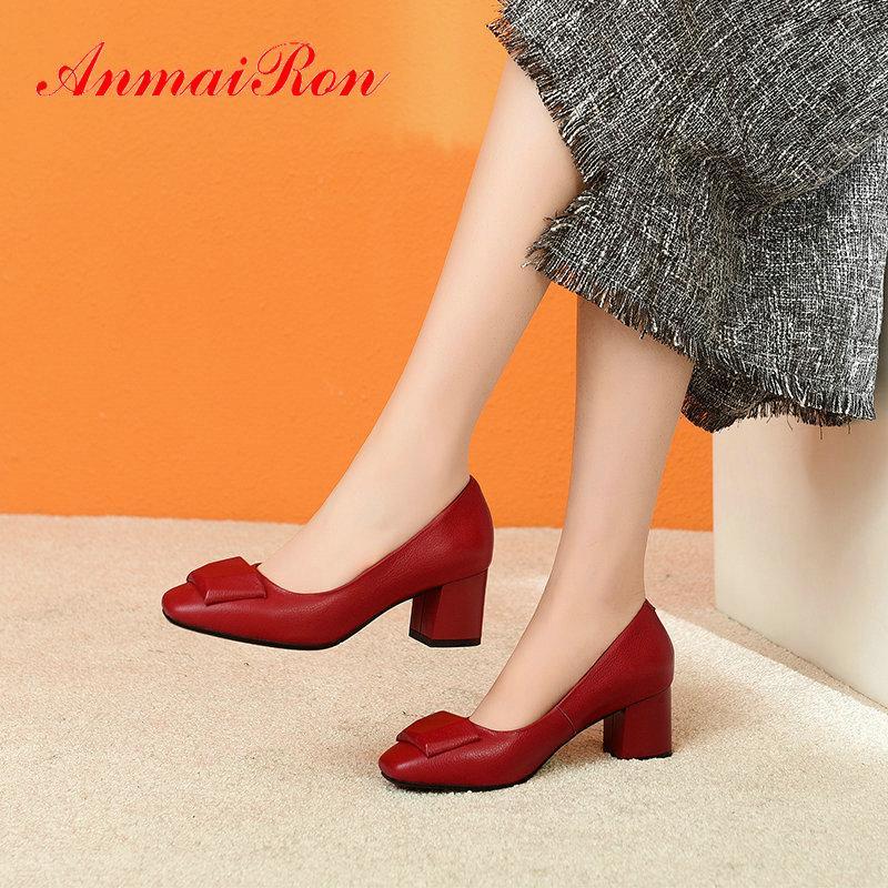 

ANMAIRON 2020 Designers Office & Career Slip-On Wedding Shoes Basic Genuine Leather Luxury Shoes Women Round Toe Ladies1, Black