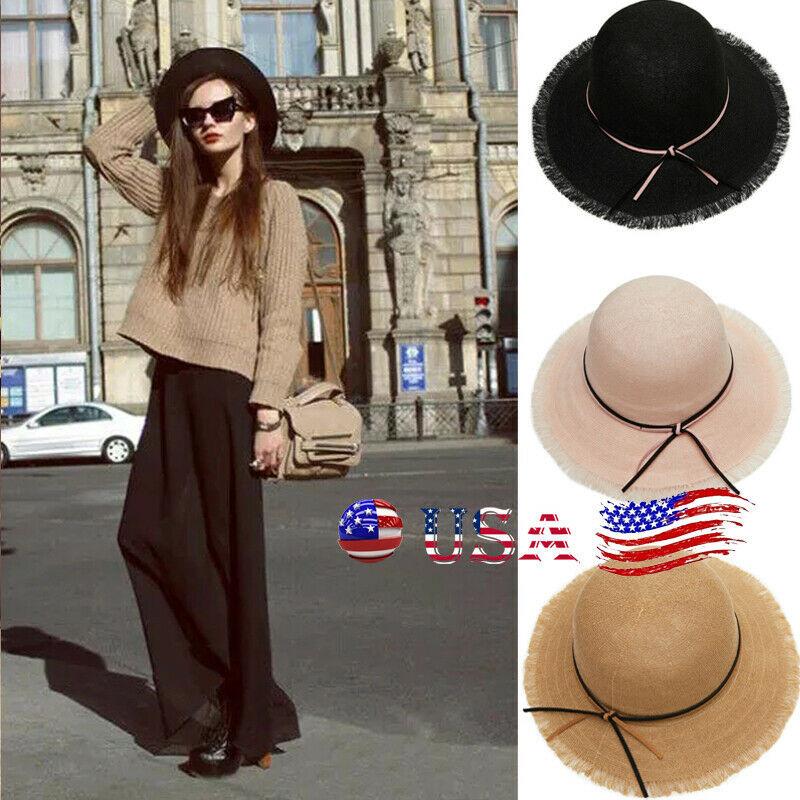 

Wide Brim Hats Summer Floppy Straw Hat Women Beach Sun, Black