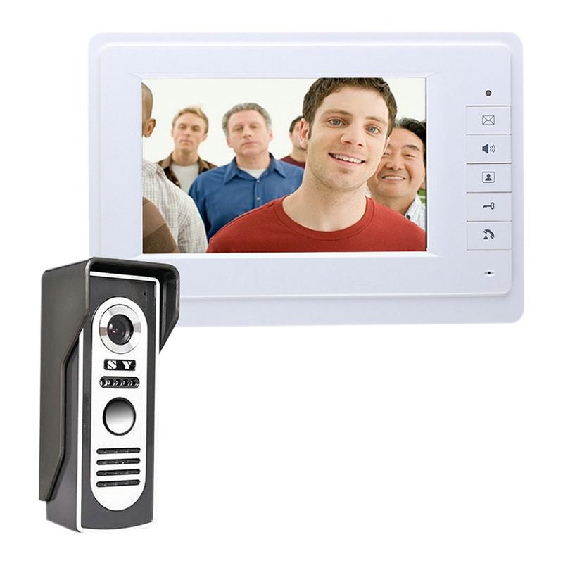 

7 Inch Wired Video Door Phone Intercom System Color LCD with Waterproof Digital Doorbell Camera Viewer IR Night Vision (US Plug