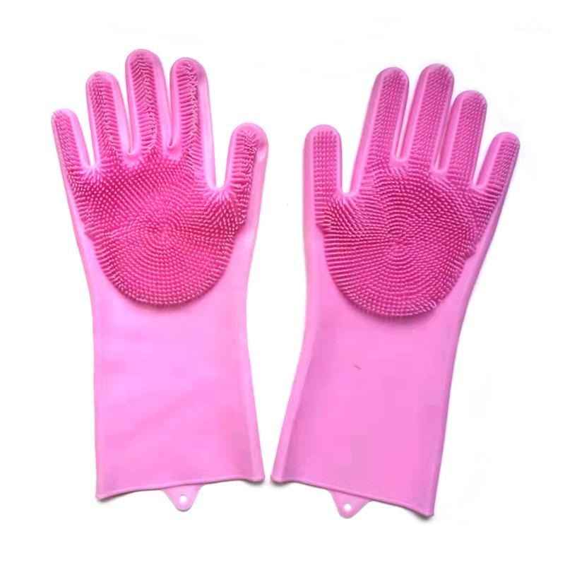 

1 Pair Gardening Kitchen Glove Anti-Slip Magic Silicone Dish Washing Gloves Waterproof Bathroom Toilet Sink Gloves1