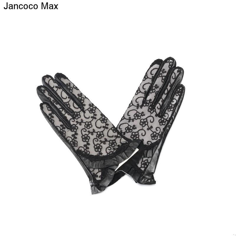 

Jancoco Max 2020 Lace Touch Screen Gloves Women's Genuine Sheepskin Leather Mittens Spring Autumn Winter S2034