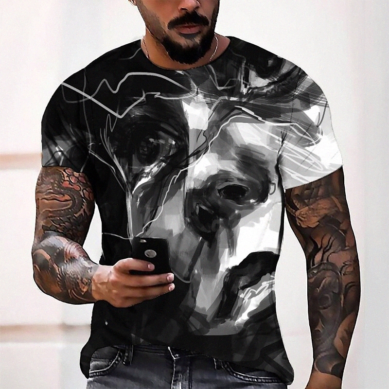 Men's Tee T shirt 3D Print Graphic Round Neck Casual Daily 3D Print Short Sleeve Tops Fashion Designer Cool Comfortable Black e1ye#