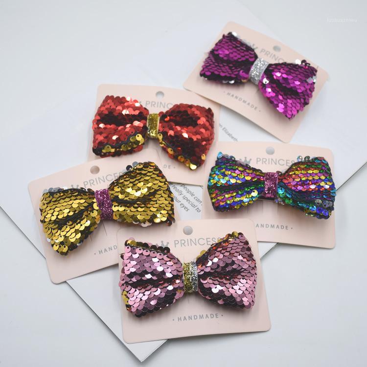 

Boutique Ins 10pcs Fashion Sole Changeable Double-Side Glitter Sequin Bow Hairpins Bowknot Hair Clips Princess Headware1 Accessories, Red