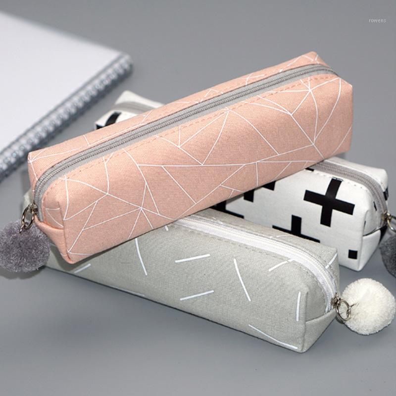 

Concise Girls Student Cimetic Bag School Pencil Cases For Girl Stationery Canvas Bag Cosmetic1, Square-triangle