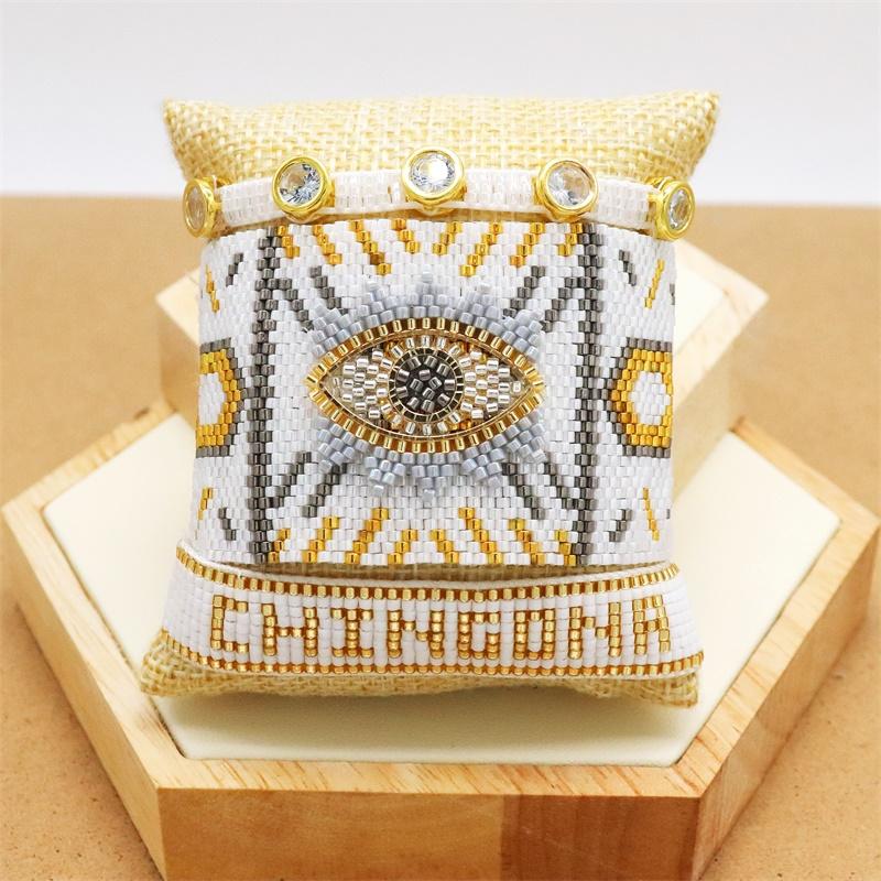 

ZHONGVI Miyuki Evil Eye Bracelets For Women Fashion Zircon Jewelry Mexico CHINGONA Letter Pulseras Gift Men Armband Wholesale