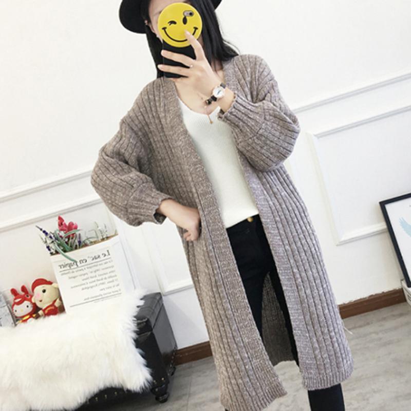 

Long Winter Sweater Loose Knit Sweater Coat Women Long Sleeve Knitwear Korean Cardigan Casual Sweter Autumn1, Beige