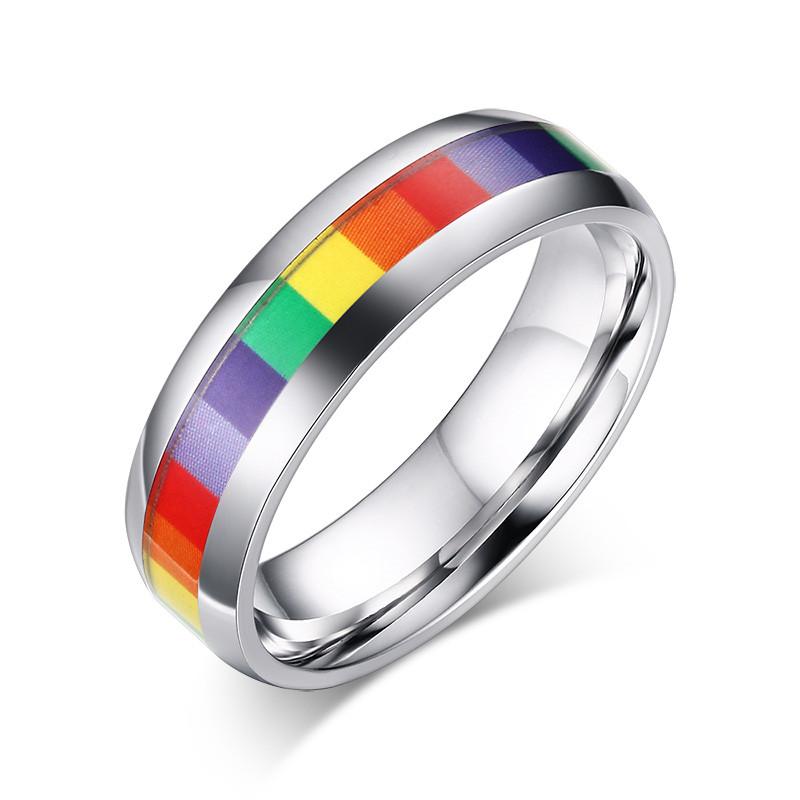 

Modyle New Fashion Women Rainbow Rings Stainless Steel Wedding Rings For Party Jewelry Wholesale Lesbian Jewelry
