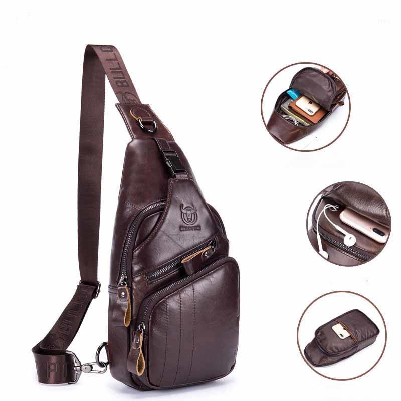 

Retro Genuine Leather Men Messenger Bag Casual Shoulder Crossbody Bags Fashion Men Chest Bag Male1, Brown