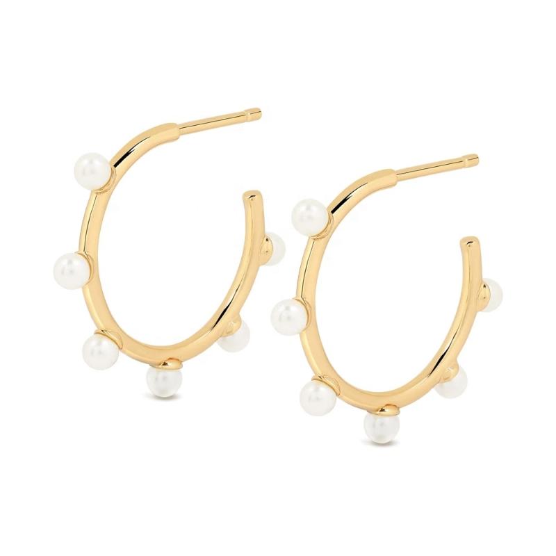 

LOZRUNVE Jewellery 18K Gold Pearl Dot Large Hoop Earring 925 Sterling Silver