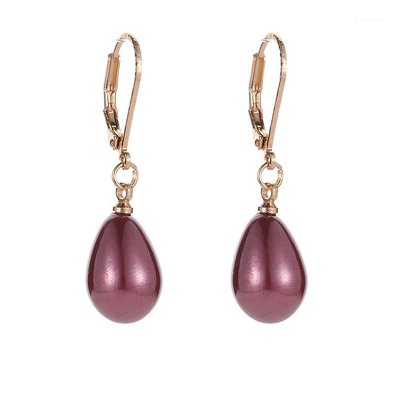 

MOONROCY Rose Gold Color Imitation Pearl Earrings Dangle Waterdrop for Women Jewelry Wholesale Red Grey Pink Dropshipping Gifts1