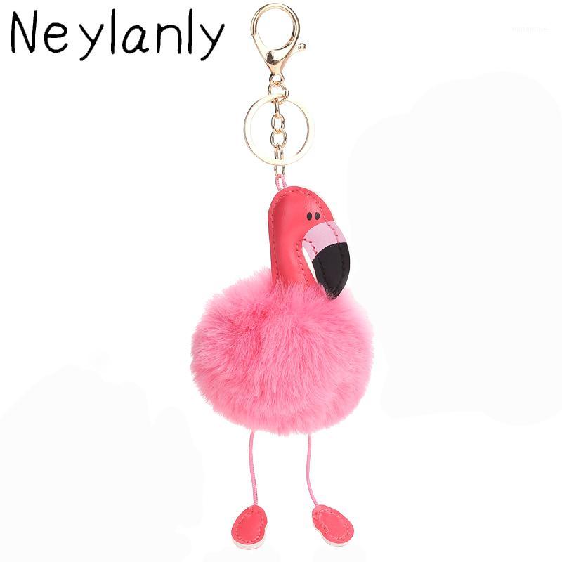 

Fashion Women Bag Pink Flamingo Key Chain Ring Nice Purse Keychain Key Holder Charm Handbag Car Pendant Accessories Girl Gift1
