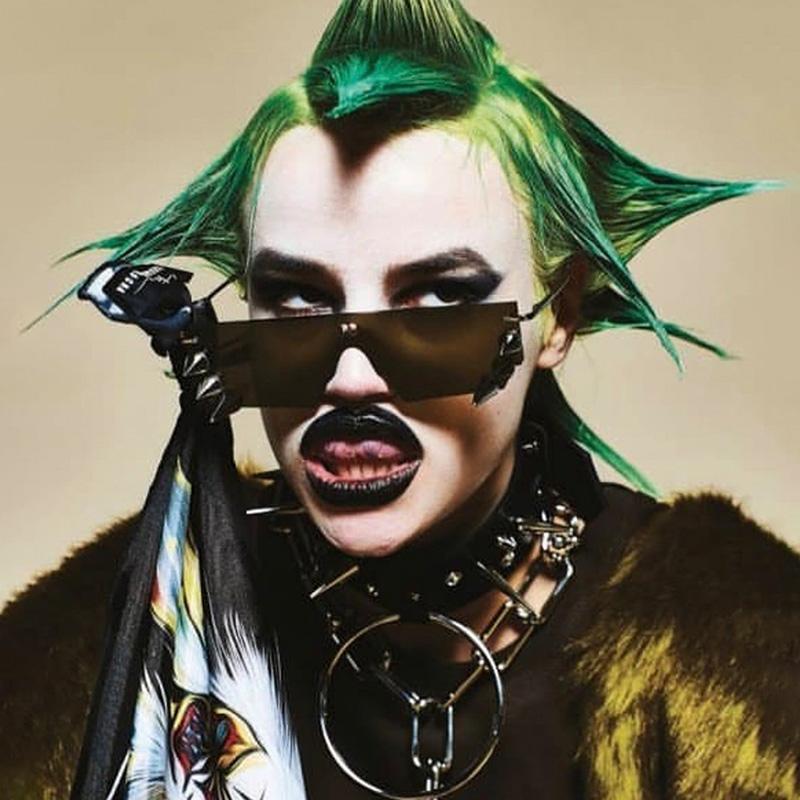 

Evove cool unique Sunglasses Women Men Unisex Steampunk Glasses for female Spiked Rivet Oversized Rimless Novelty New