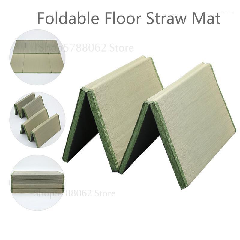

Summer folding mats custom treading rice mattress lunch break pad playing floor bed mat crawling mat1, Army green
