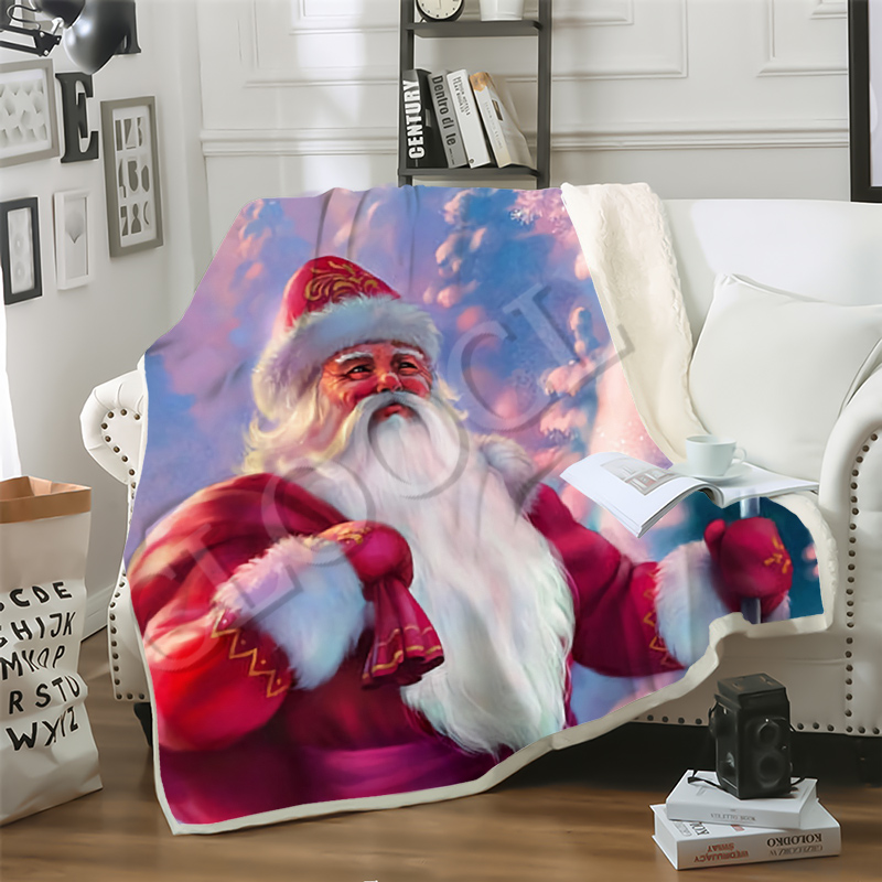 

CLOOCL Christmas Present Blankets 3D Print Santa Claus Double Layer Fashion Sofa Travel Teens Casual Bedding Throw Blanket Plush Quilt