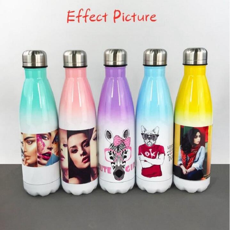 

17oz Sublimation Cola Bottle with Gradient Color 500ml Stainless Steel Cola Water Bottles Double Walled Vacuum Flasks YYA508 SEA SHIPPING