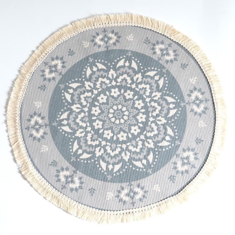 

Nordic Round Carpet for Living Room Cotton Linen Boho Tassel Bedroom Rugs Anti Slip Prayer Floor Mat Mandala Hand Knotted Carpet1