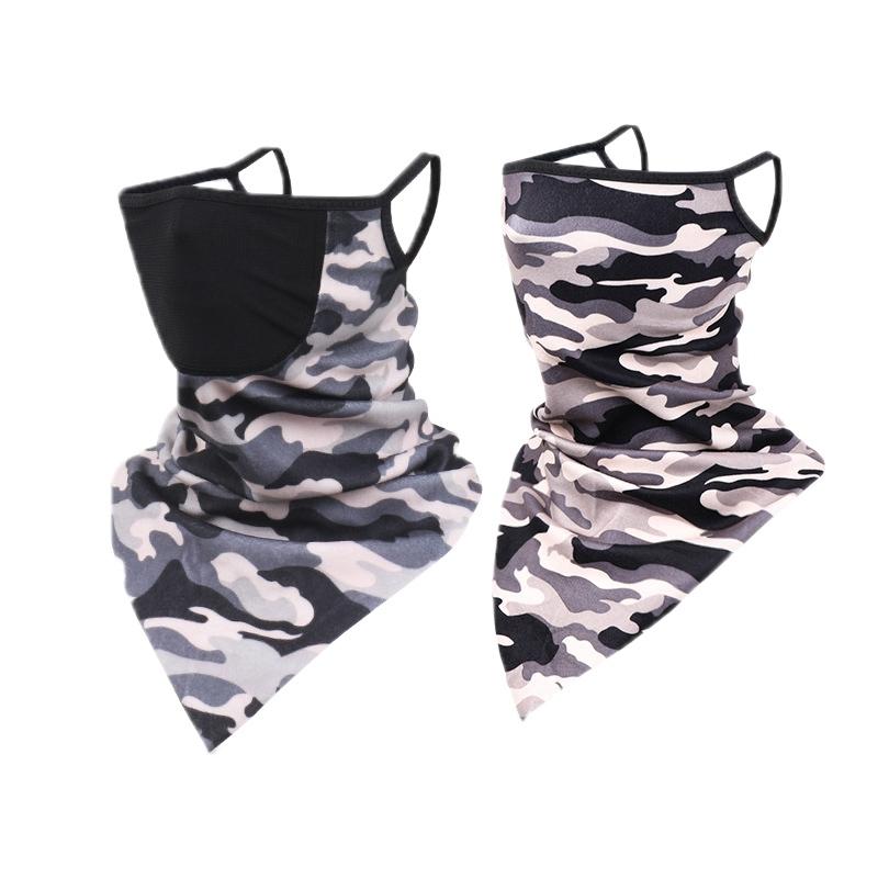 

For Bicycle Balaclava Neck Gaiter with Filter Bandana Triangle Scarf Face Cover Ear Hanging Winter Warm Cool Outdoor Scarf, H03