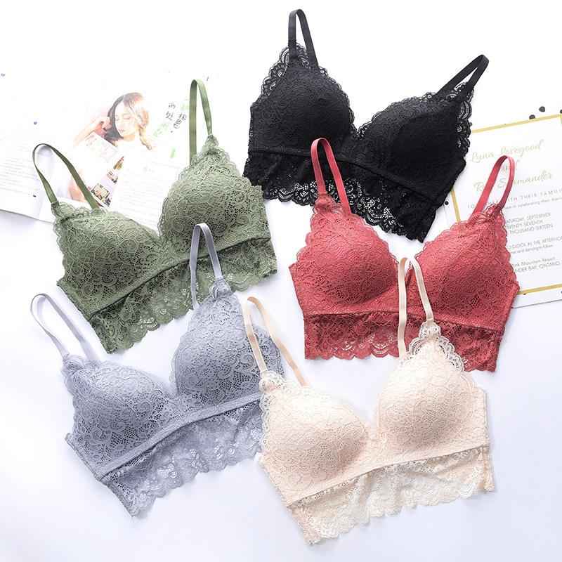 

Hjwsfdcai 2020 New No Steel Ring Bra Breathable And Thin Underwear Sexy Lace Ladies Bra Sexy Beauty Back Woman Underwear, Black