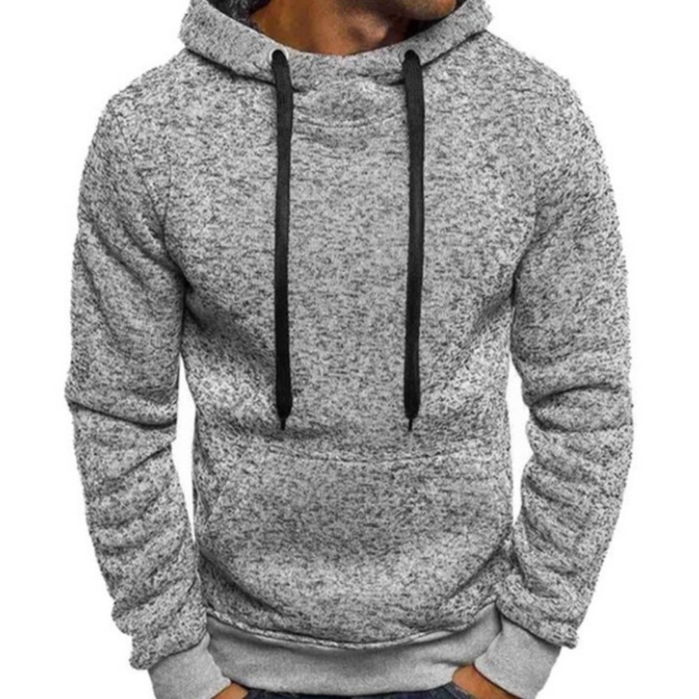 

European American Style Long Sleeve Blank Mens Pullover Heavy Weight Hoodie, Black