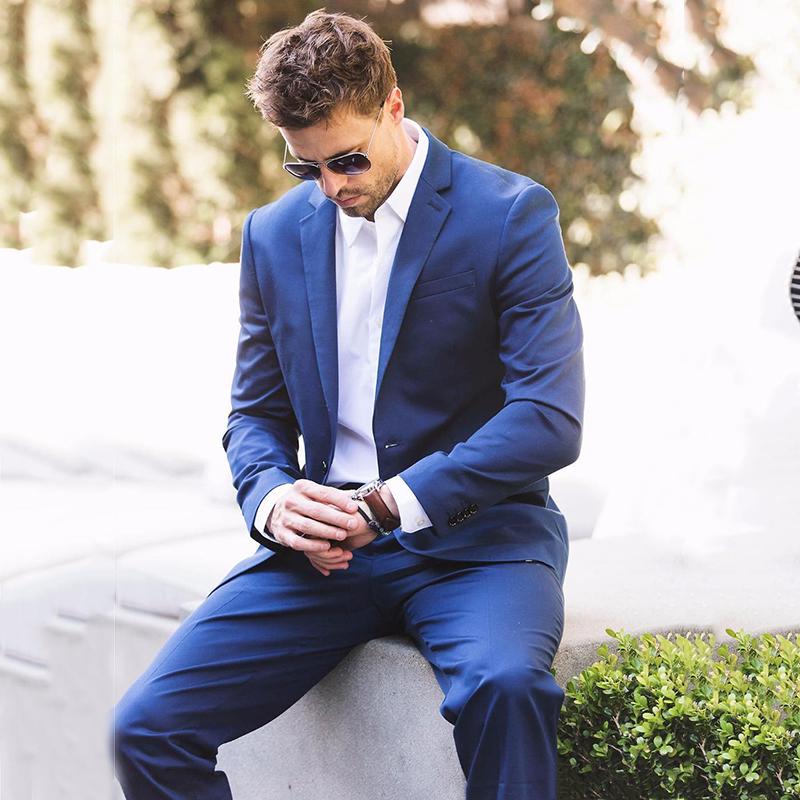 

Fashion Blue Single Breasted Men's Blazer With Notch Lapel Wedding Party Dinner Groom Tuxedos Terno Masculino 2 Pieces Suit, Green