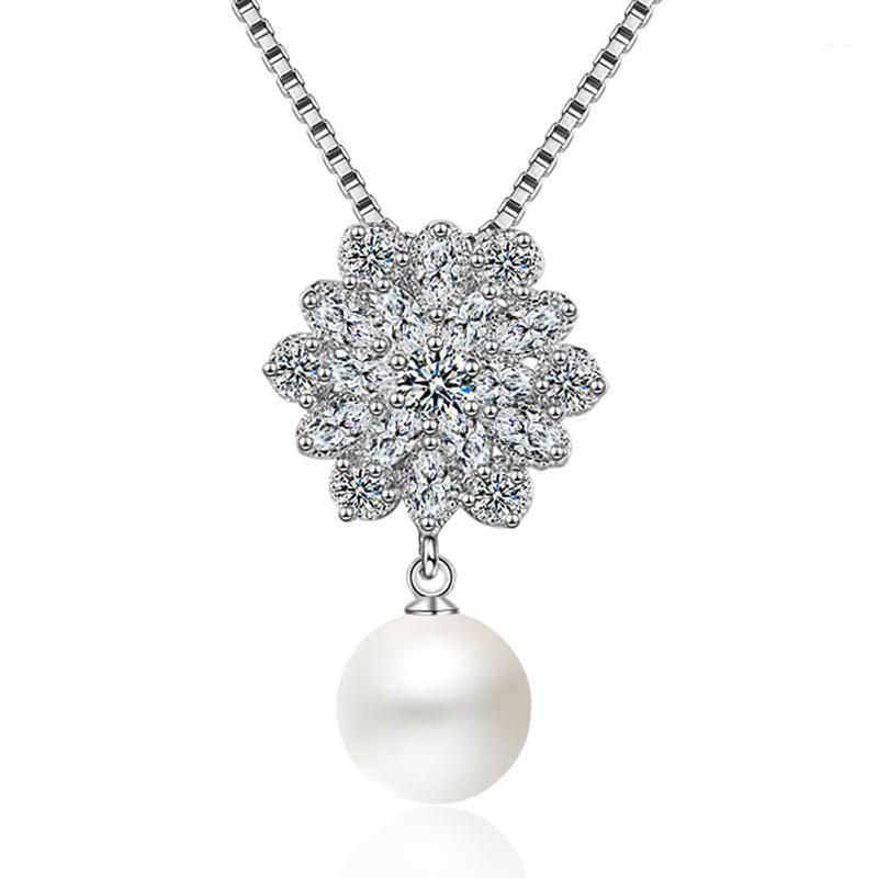 

Unique Crystal Snowflake Pendant Zircon Flower Pearl Silver 925 Necklaces & Pendants Jewelry Box Chain Charm Necklaces For Women1