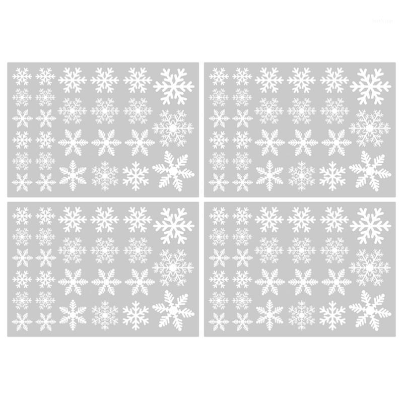 

4 Sheets of Christmas Static Stickers Snowflake Window Stickers for Christmas Decoration Showcase Decal1