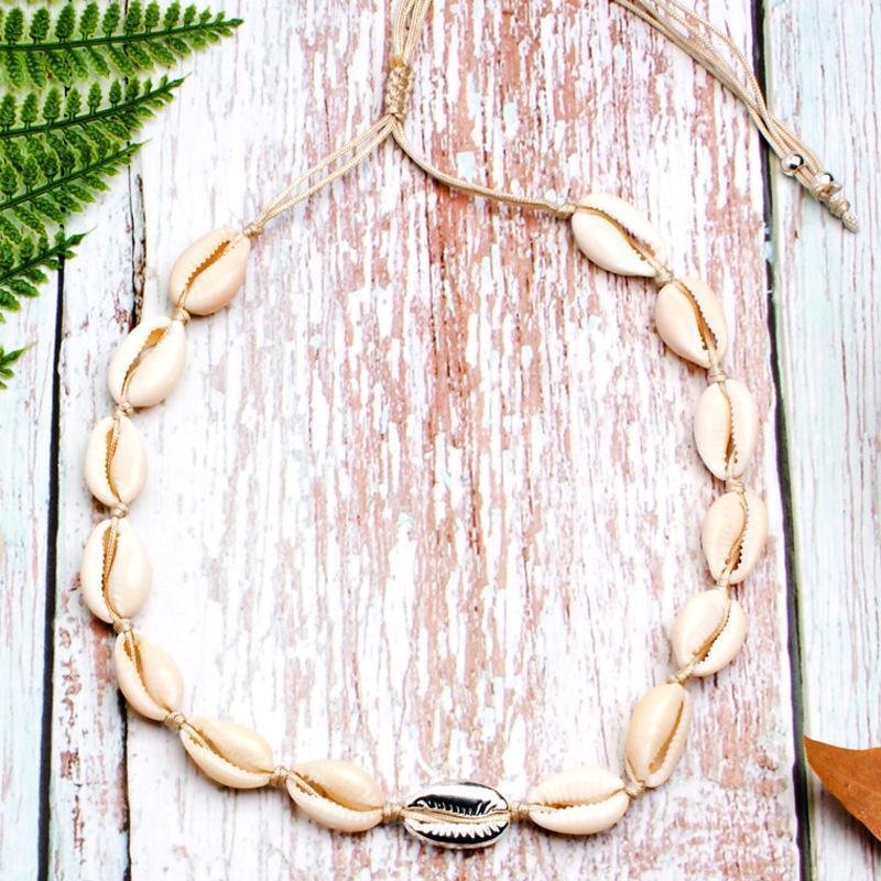 

1pcs New Bohemia Natural Cowrie Seashell Weave Adjustable Choker Necklace Summer Jewelry For Girls Women1