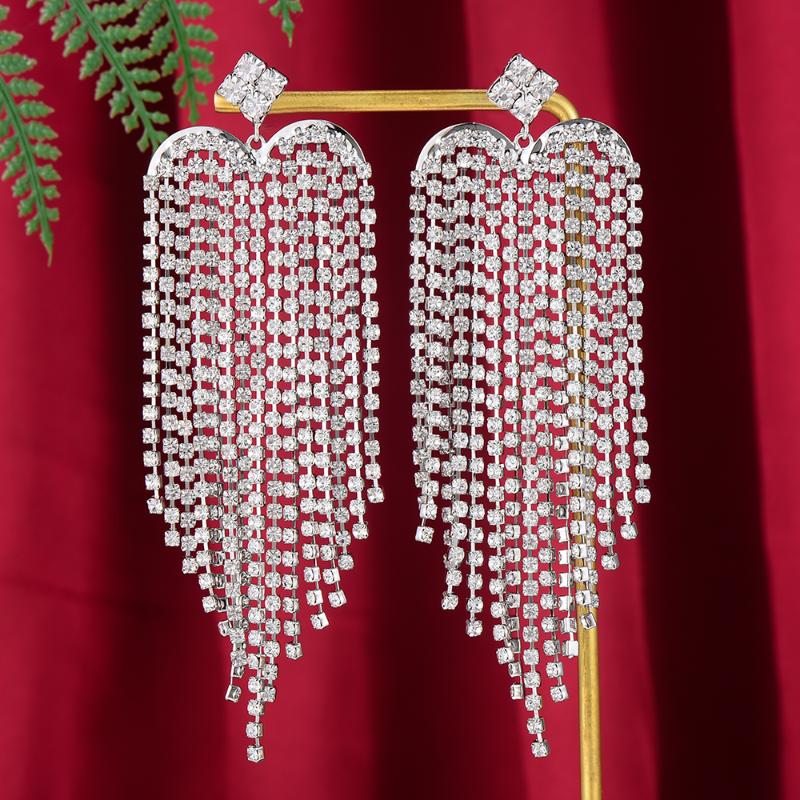 

missvikki Luxury Gorgeous Sparkling Heart Red Pendant Earrings For Women Bridal Wedding Girl Daily Surper Jewelry High Quality